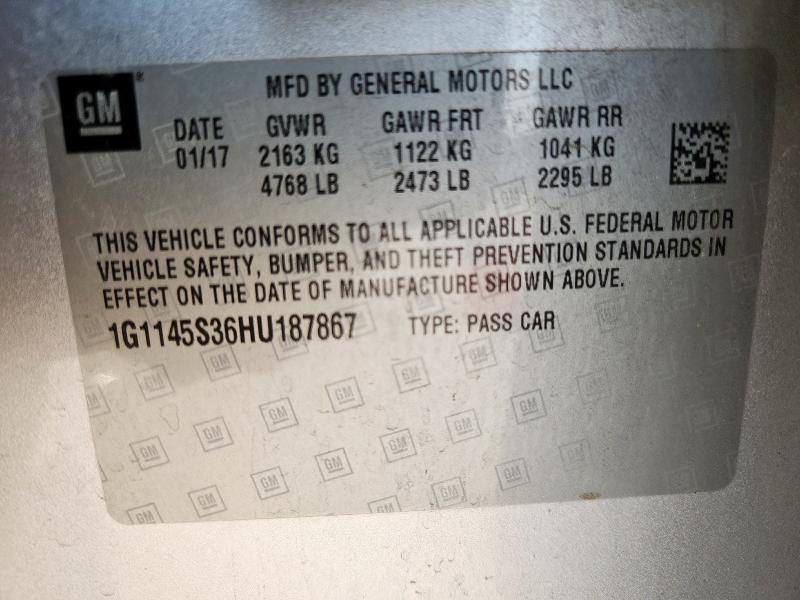 1G1145S36HU187867 - 2017 CHEVROLET IMPALA PREMIER SILVER photo 12