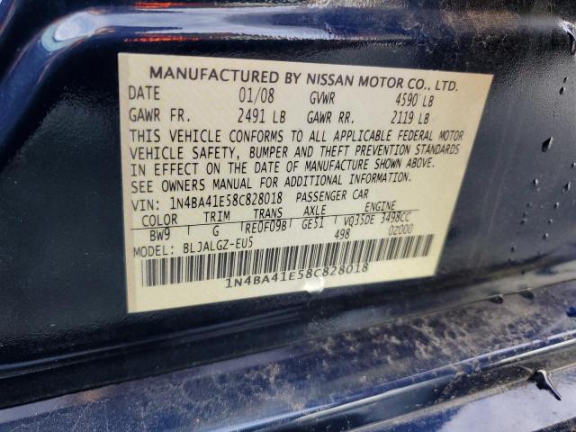 1N4BA41E58C828018 - 2008 NISSAN MAXIMA SE BLUE photo 13