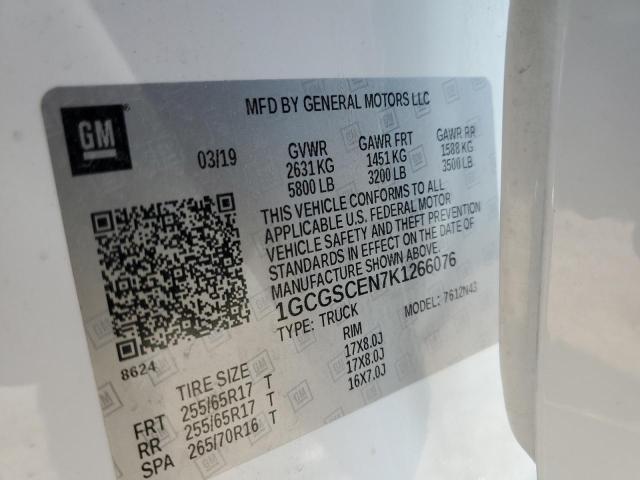 1GCGSCEN7K1266076 - 2019 CHEVROLET COLORADO LT WHITE photo 13