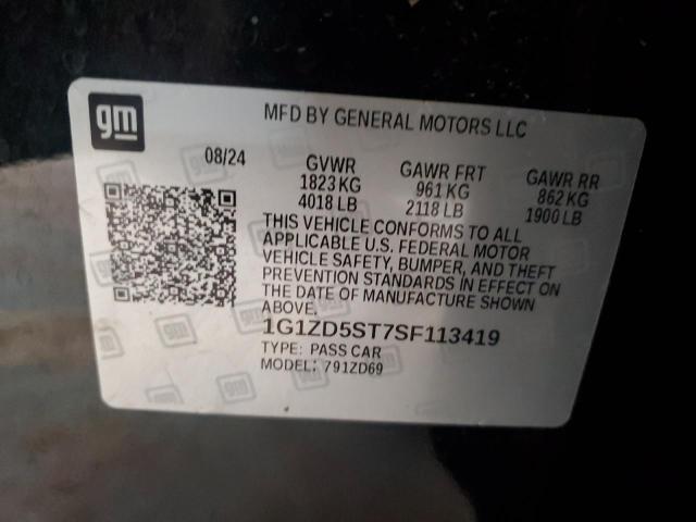 1G1ZD5ST7SF113419 - 2025 CHEVROLET MALIBU LT BLACK photo 12