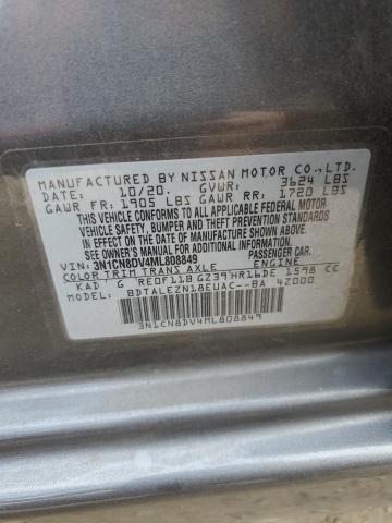 3N1CN8DV4ML808849 - 2021 NISSAN VERSA S GRAY photo 12