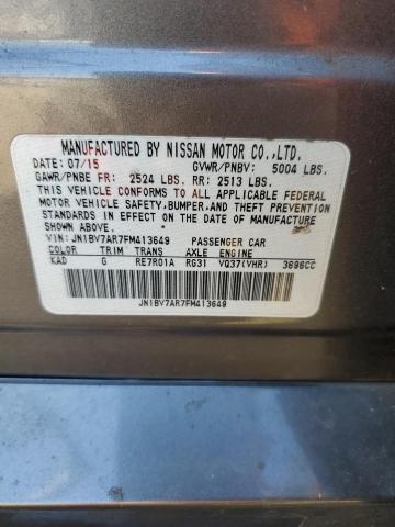JN1BV7AR7FM413649 - 2015 INFINITI Q50 BASE 灰色 照片 12