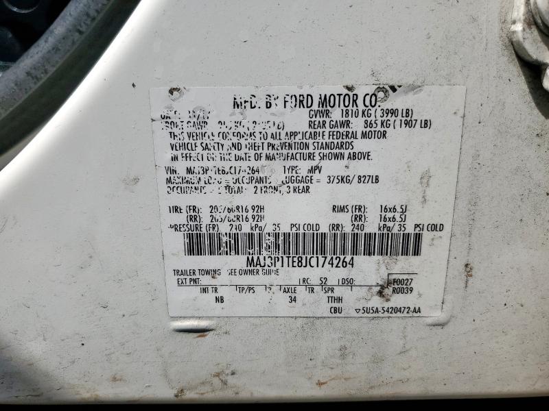 MAJ3P1TE8JC174264 - 2018 FORD ECOSPORT SE Blanco foto 14