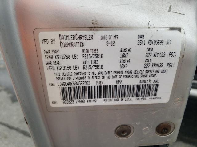 1J4GL48K53W527563 - 2003 JEEP LIBERTY SPORT 银色 照片 14