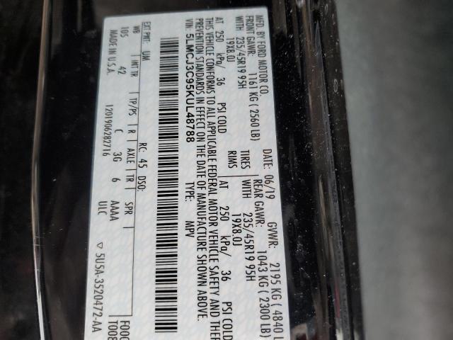 5LMCJ3C95KUL48788 - 2019 LINCOLN MKC RESERVE Qara foto 13