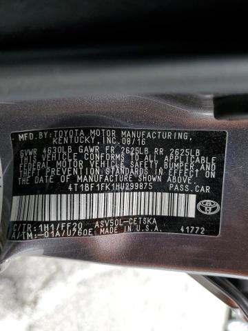 4T1BF1FK1HU299875 - 2017 TOYOTA CAMRY LE GRAY photo 12