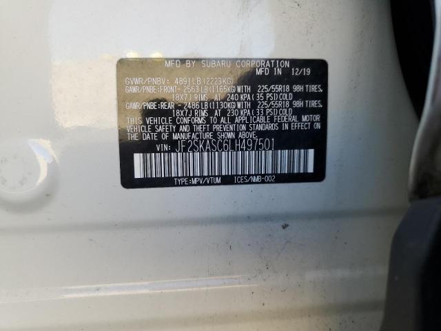 JF2SKASC6LH497501 - 2020 SUBARU FORESTER LIMITED WHITE photo 14