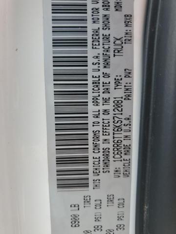 1C6RR6TT6KS712081 - 2019 RAM 1500 CLASS SLT თეთრი ფოტო 12