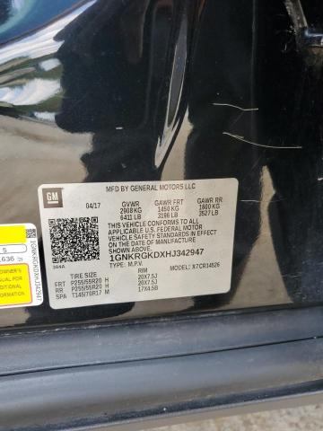 1GNKRGKDXHJ342947 - 2017 CHEVROLET TRAVERSE LT BLACK photo 12
