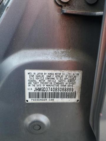 JHMGD37408S068889 - 2008 HONDA FIT SILVER photo 12