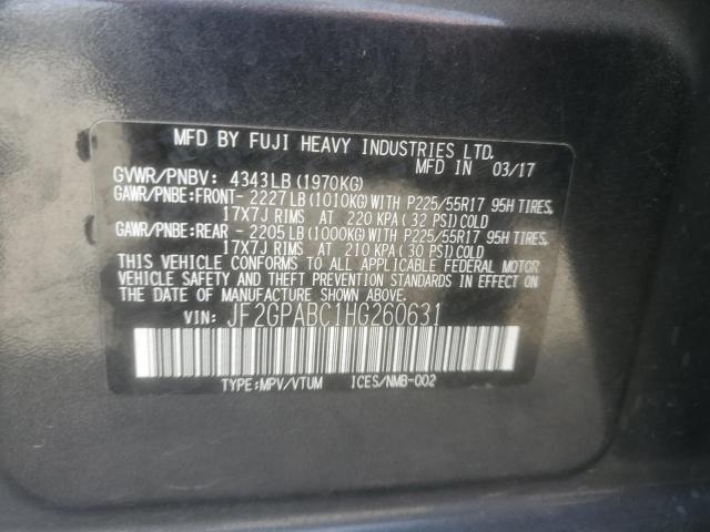 JF2GPABC1HG260631 - 2017 SUBARU CROSSTREK PREMIUM ნაცრისფერი ფოტო 14