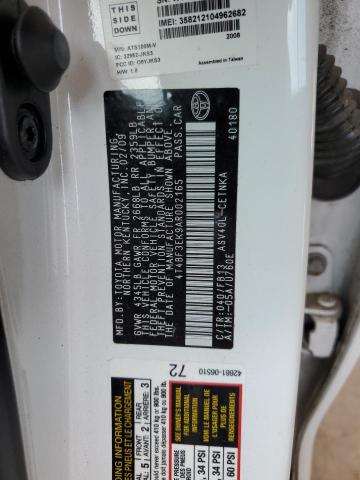 4T4BF3EK9AR002165 - 2010 TOYOTA CAMRY BASE WHITE photo 12