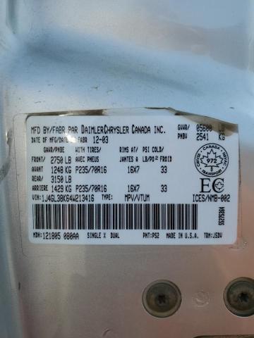 1J4GL38K64W213416 - 2004 JEEP LIBERTY RENEGADE Argent photo 13