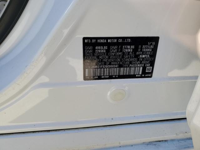 JH4KC1F52GC000341 - 2016 ACURA RLX TECH WHITE photo 12