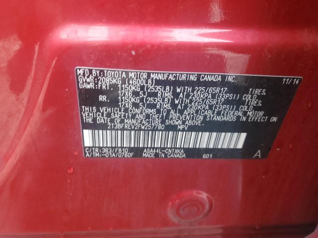 2T3BFREV2FW257780 - 2015 TOYOTA RAV4 LE RED photo 13