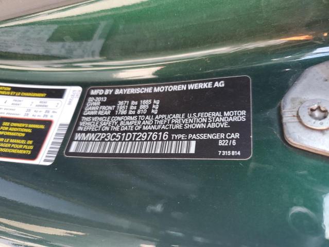WMWZP3C51DT297616 - 2013 MINI COOPER S GREEN photo 12
