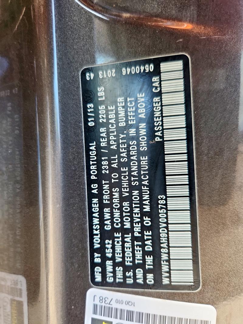 WVWFW8AH9DV005783 - 2013 VOLKSWAGEN EOS LUX GRAY photo 12