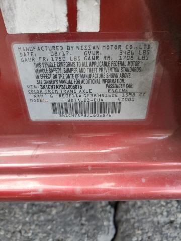 3N1CN7AP3JL806876 - 2018 NISSAN VERSA S Qırmızı foto 13