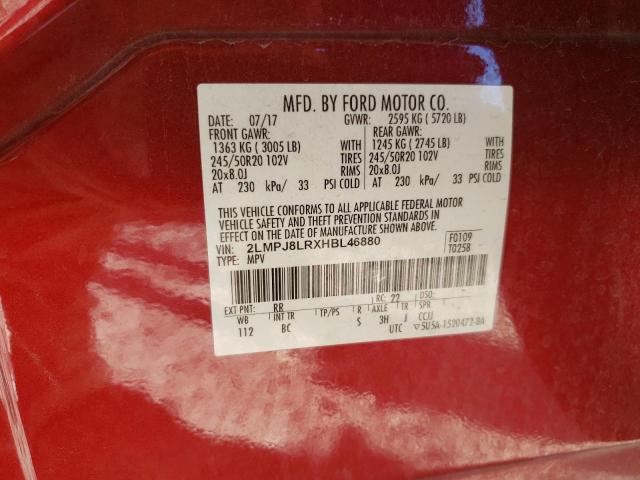 2LMPJ8LRXHBL46880 - 2017 LINCOLN MKX RESERVE Բորդո լուսանկար 14