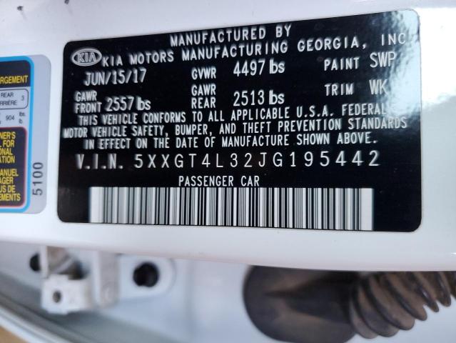 5XXGT4L32JG195442 - 2018 KIA OPTIMA LX WHITE photo 13