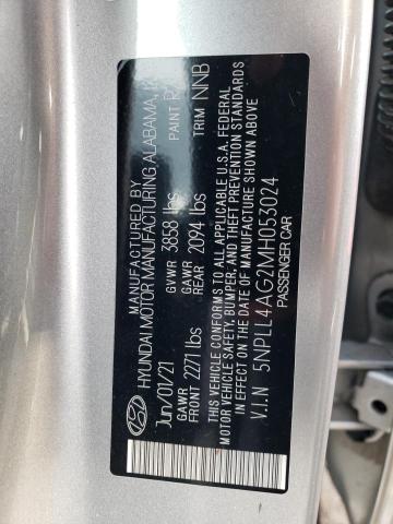 5NPLL4AG2MH053024 - 2021 HYUNDAI ELANTRA SE SILVER photo 12