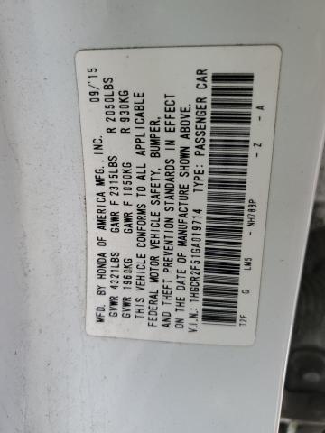 1HGCR2F51GA019714 - 2016 HONDA ACCORD SPORT WHITE photo 12