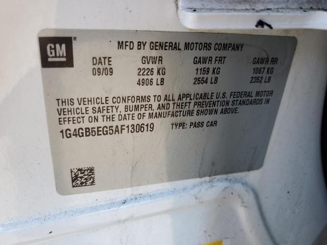 1G4GB5EG5AF130619 - 2010 BUICK LACROSSE CX თეთრი ფოტო 12