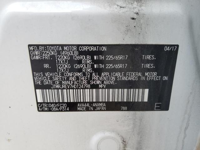 JTMRJREV7HD124798 - 2017 TOYOTA RAV4 HV LE Blanc photo 13