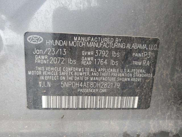 5NPDH4AE8DH282179 - 2013 HYUNDAI ELANTRA GLS SILVER photo 12