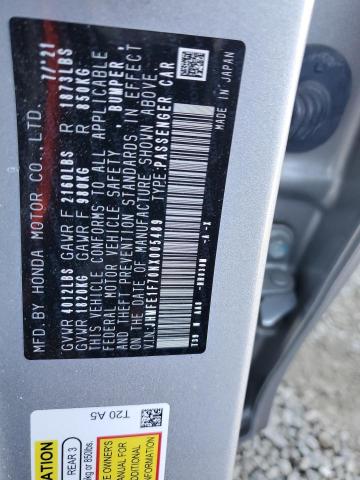JHMFE1F70NX005489 - 2022 HONDA CIVIC EX Արծաթագույն լուսանկար 13
