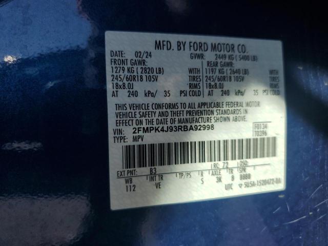 2FMPK4J93RBA92998 - 2024 FORD EDGE SEL 蓝色 照片 13