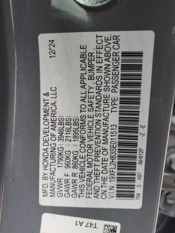 19XFL2H83SE011513 - 2025 HONDA CIVIC SPORT GRAY photo 12
