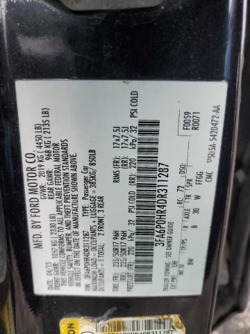 3FA6P0HR4DR311287 - 2013 FORD FUSION SE BLACK photo 12