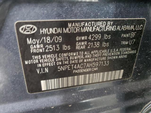 5NPET4AC7AH597133 - 2010 HYUNDAI SONATA GLS CHARCOAL photo 13