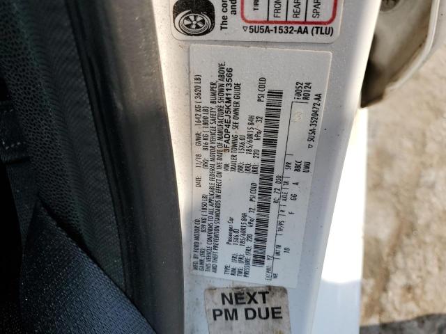 3FADP4EJ5KM113566 - 2019 FORD FIESTA SE WHITE photo 12