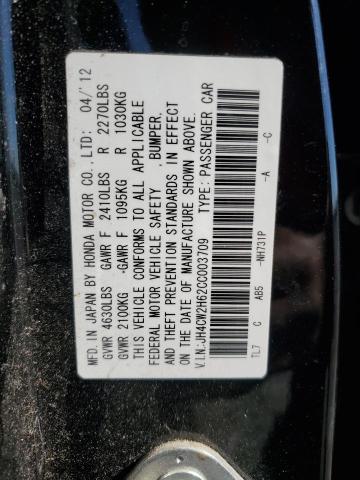JH4CW2H62CC003709 - 2012 ACURA TSX TECH BLACK photo 12