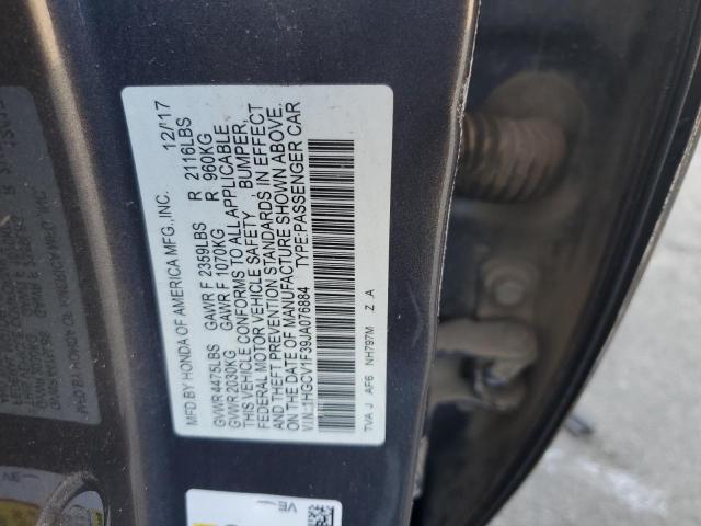 1HGCV1F39JA076884 - 2018 HONDA ACCORD SPORT CHARCOAL photo 12