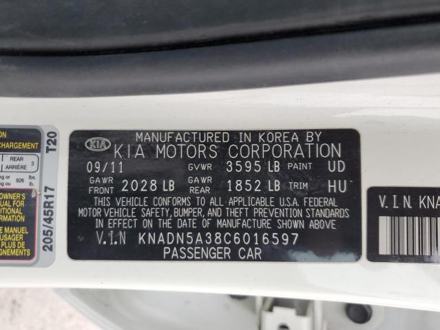 KNADN5A38C6016597 - 2012 KIA RIO EX WHITE photo 13