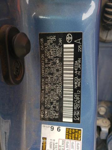JTDKB20U987783310 - 2008 TOYOTA PRIUS BLUE photo 12