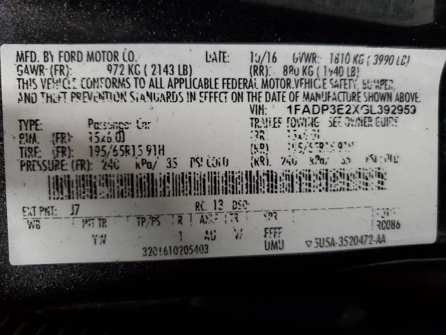 1FADP3E2XGL392959 - 2016 FORD FOCUS S GRAY photo 12