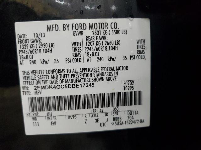 2FMDK4GC5DBE17245 - 2013 FORD EDGE SE BLACK photo 13