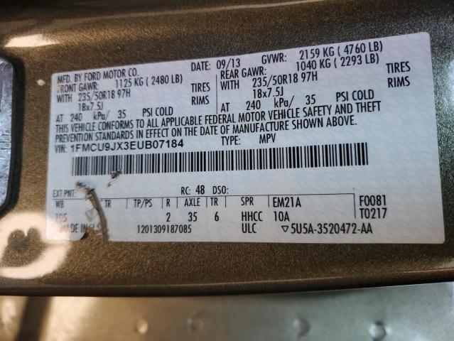 1FMCU9JX3EUB07184 - 2014 FORD ESCAPE TITANIUM GOLD photo 13