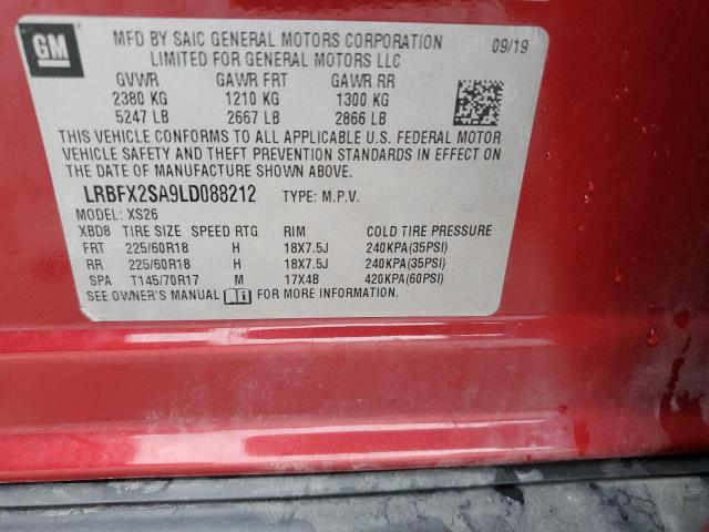 LRBFX2SA9LD088212 - 2020 BUICK ENVISION ESSENCE წითელი ფოტო 14