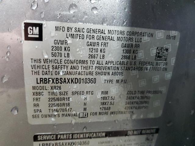 LRBFXBSAXKD010360 - 2019 BUICK ENVISION PREFERRED Boz foto 13