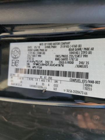 1FMCU9HD7JUC41976 - 2018 FORD ESCAPE SEL أسود صورة 13