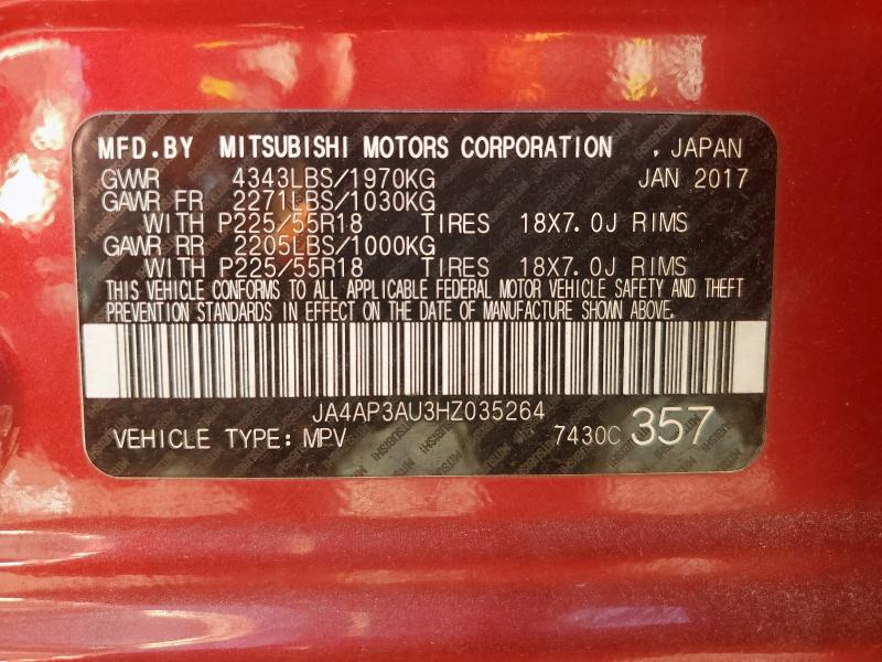 JA4AP3AU3HZ035264 - 2017 MITSUBISHI OUTLANDER ES 勃艮第红 照片 14