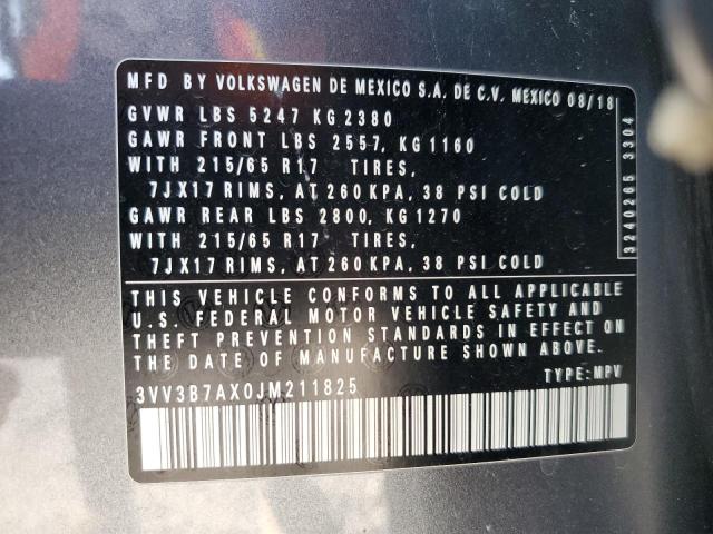 3VV3B7AX0JM211825 - 2018 VOLKSWAGEN TIGUAN SE Grau Foto 13