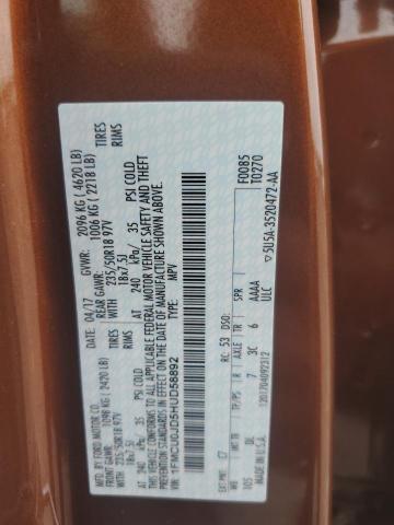 1FMCU0JD5HUD58892 - 2017 FORD ESCAPE TITANIUM 橙色 照片 12