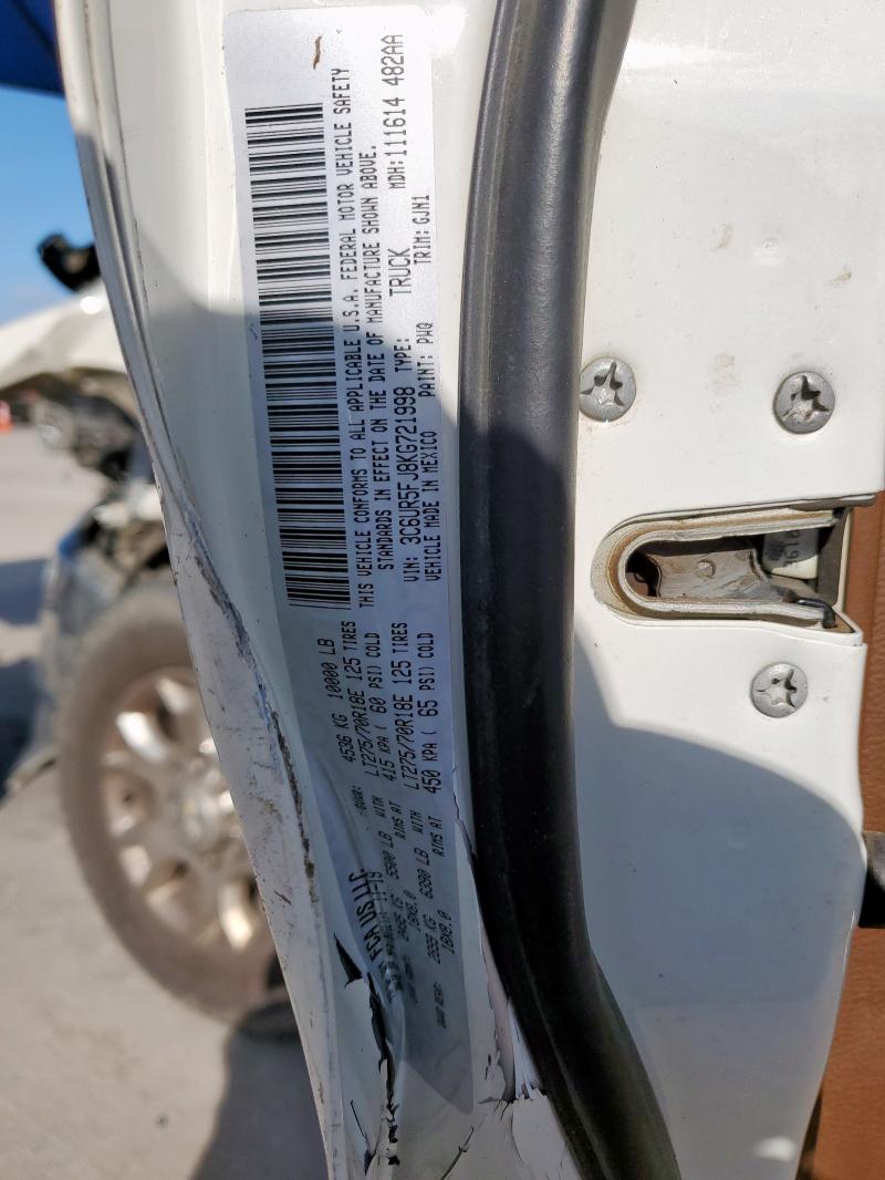 3C6UR5FJ8KG721998 - 2019 RAM 2500 LARAMIE თეთრი ფოტო 12