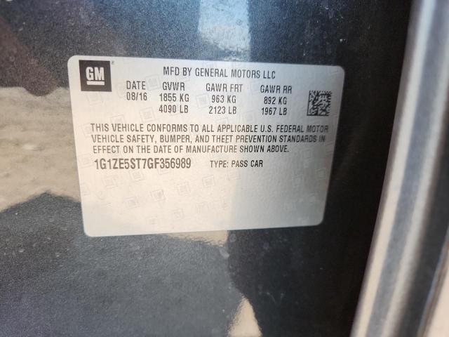 1G1ZE5ST7GF356989 - 2016 CHEVROLET MALIBU LT GRAY photo 12